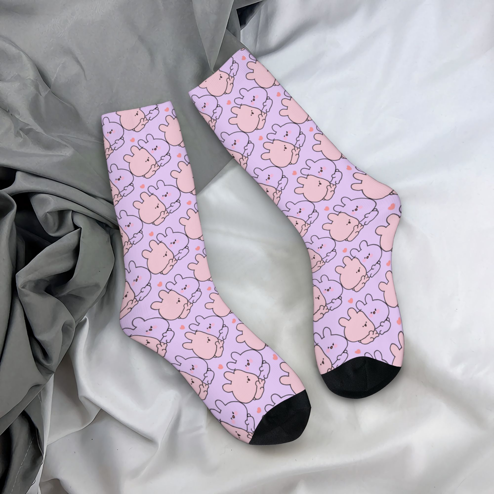 Dress Sock Men - ถุงเท้าการ์ตูน A-Asamimichans แบบสั่งทำพิเศษ น่ารัก แฟชั่น ถุงเท้าข้อกลางสำหรับผู้ชายและผู้หญิง