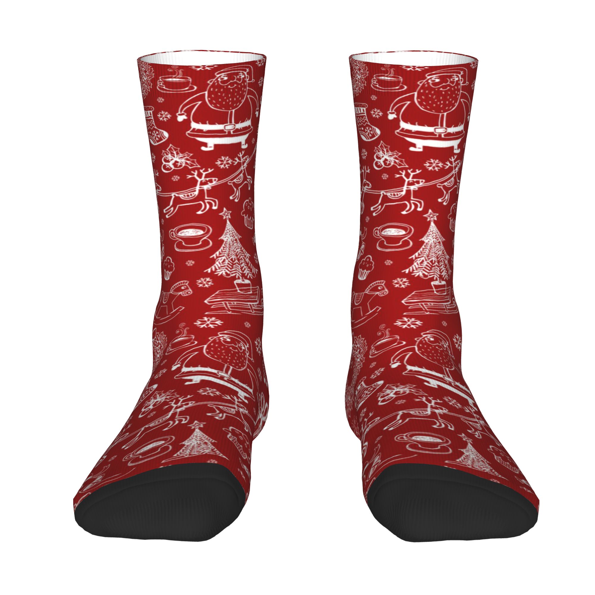 Dress Sock Men - ถุงเท้าลายคริสต์มาสสุดน่ารักสำหรับผู้ชาย ดีไซน์สวยงาม ระบายอากาศได้ดี อบอุ่น ถุงเท้าข้อกลางพิมพ์ลาย 3