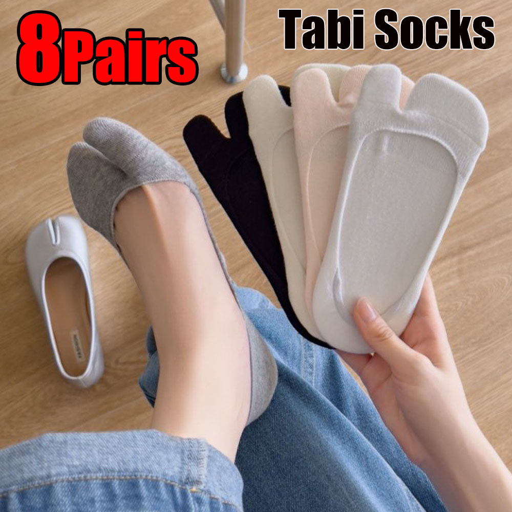 No Show Sock Women - ถุงเท้าผู้หญิงแบบ Tabi ผ้าฝ้าย สองนิ้ว สำหรับฤดูร้อน บาง