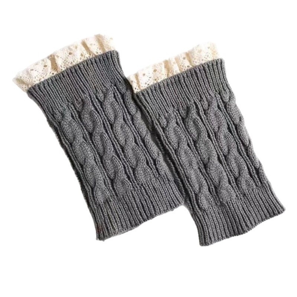 Boot Sock Slouchy - ปลอกขาถักลายลูกไม้สไตล์วินเทจ ขอบระบาย ทรงหลวม ถุงเท้าข้อเท้ากันหนาวสำหรับผู้หญิง