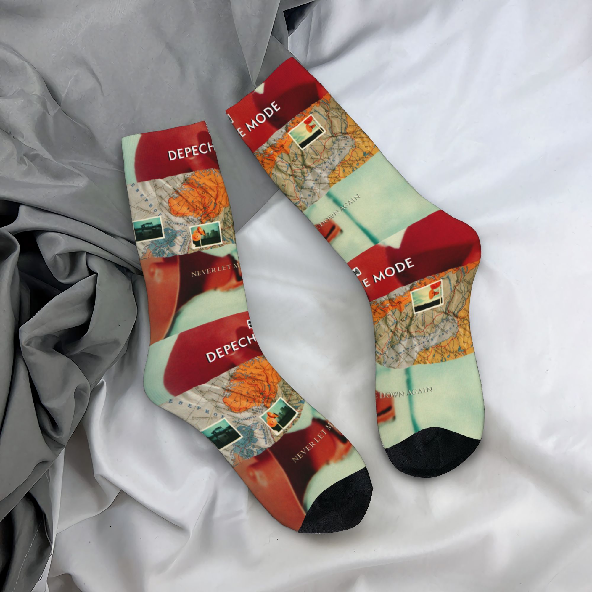 Dress Sock Men - ถุงเท้าแฟชั่นแบบคัสตอม D-Depeche Cool Mode สไตล์อิเล็กทรอนิกส์ร็อก สำหรับผู้ชายและผู้หญิง