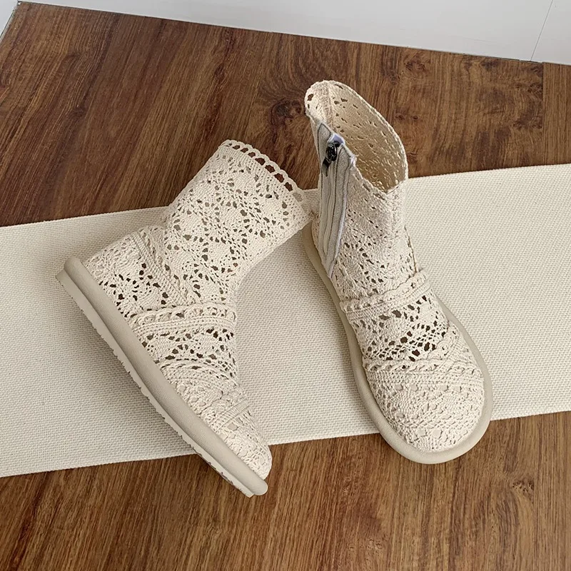 No Show Sock Women - รองเท้าบูทฤดูร้อนปี 2026 ระบายอากาศได้ดี รองเท้าผู้หญิงแบบแบน ทำมือ แฟชั่น