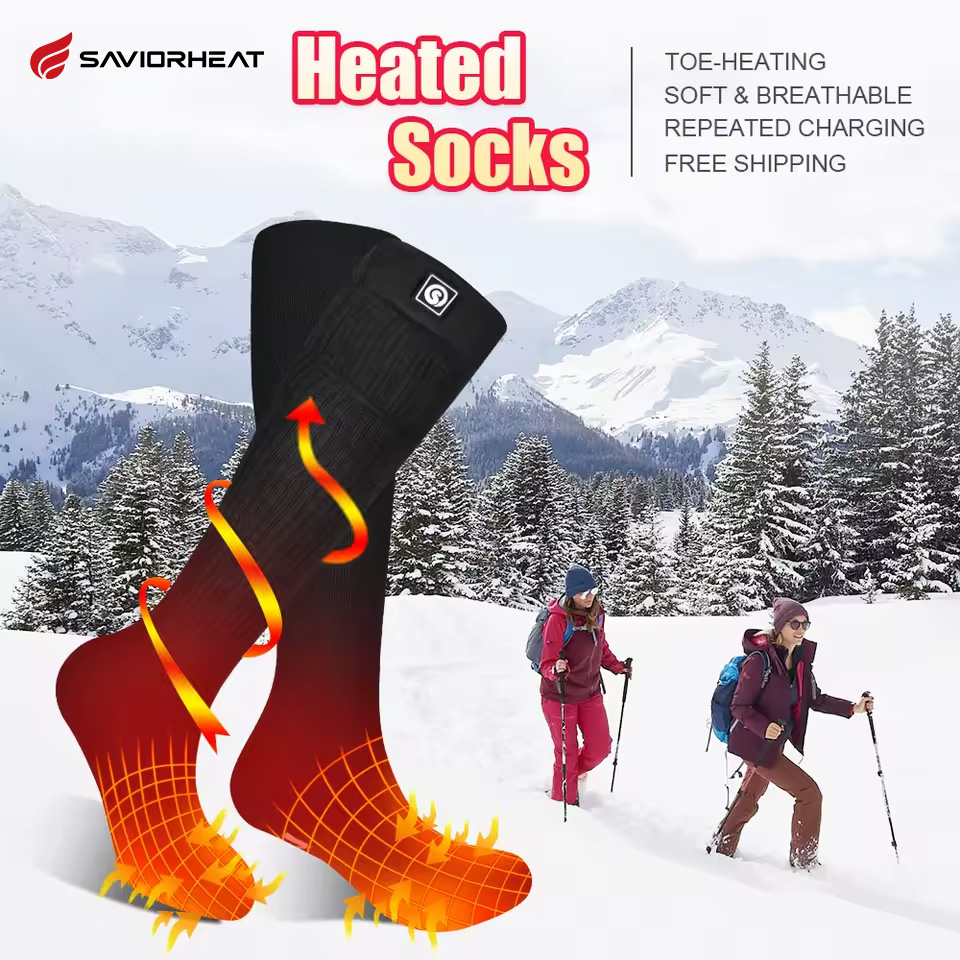Thermal Sock Winter - ถุงเท้ากันความร้อนให้ความอบอุ่นในฤดูหนาวของ Savior ถุงเท้าให้ความร้อนสำหรับผู้ใหญ่กันลมกันน้ำแบตเตอรี่แบบชาร์จไฟได้ให้ความอบอุ่นขณะขับขี่มอเตอร์ไซด์