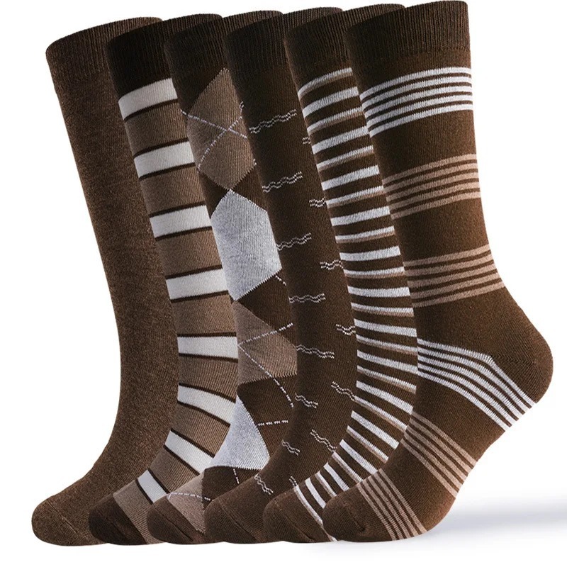 ถุงเท้าลายตารางสีน้ำตาลวินเทจ  - Dress Sock Men บทวิจารณ์และราคา
