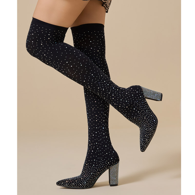รองเท้าบูทคริสตัล Aneikeh แบบเ - Knee High Sock Women บทวิจารณ์และราคา