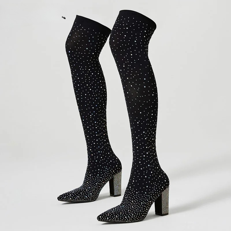 รองเท้าบูทคริสตัล Aneikeh แบบเ - Knee High Sock Women บทวิจารณ์และราคา