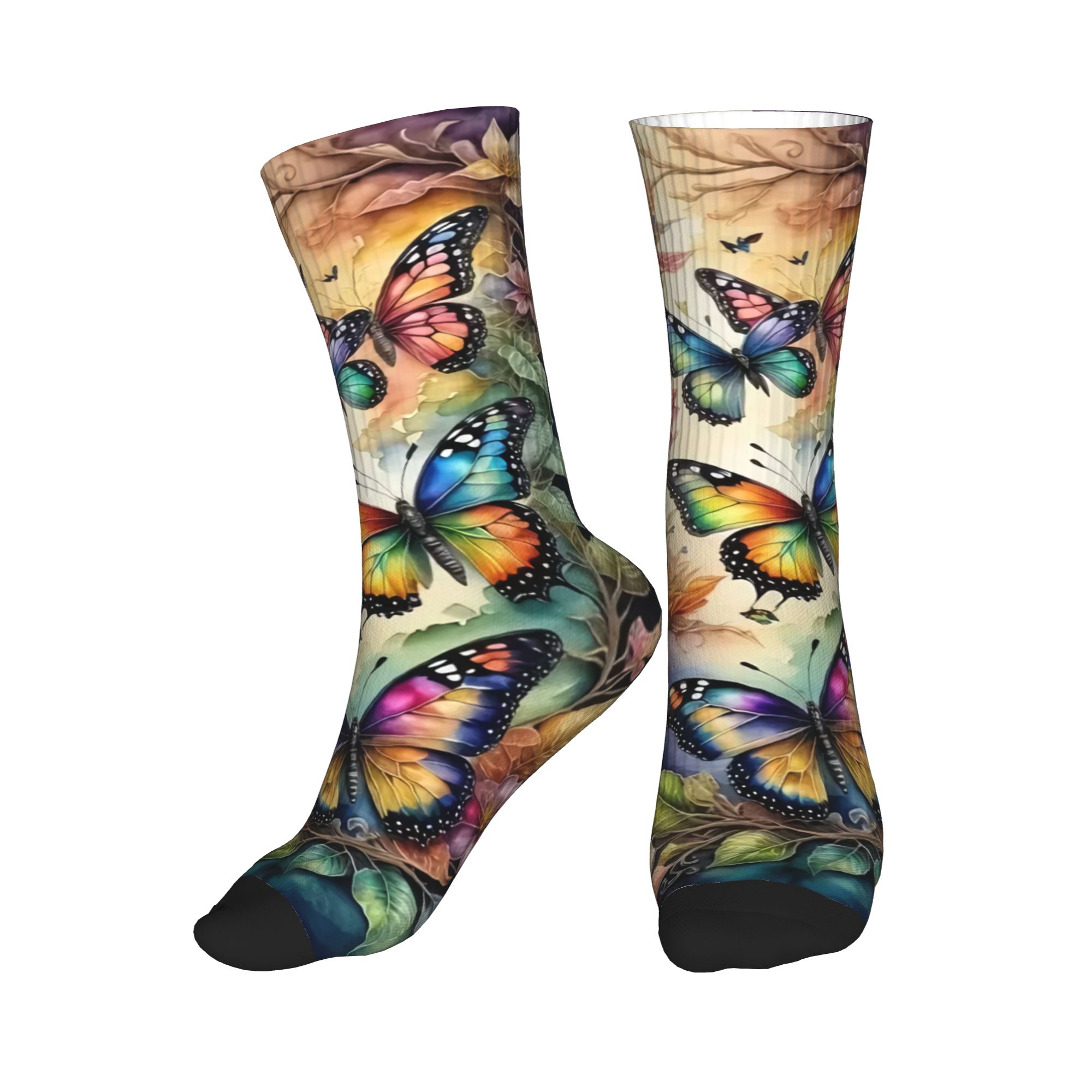 ผีเสื้อและดอกไม้หลากสี ถุงเท้า - Dress Sock Men บทวิจารณ์และราคา